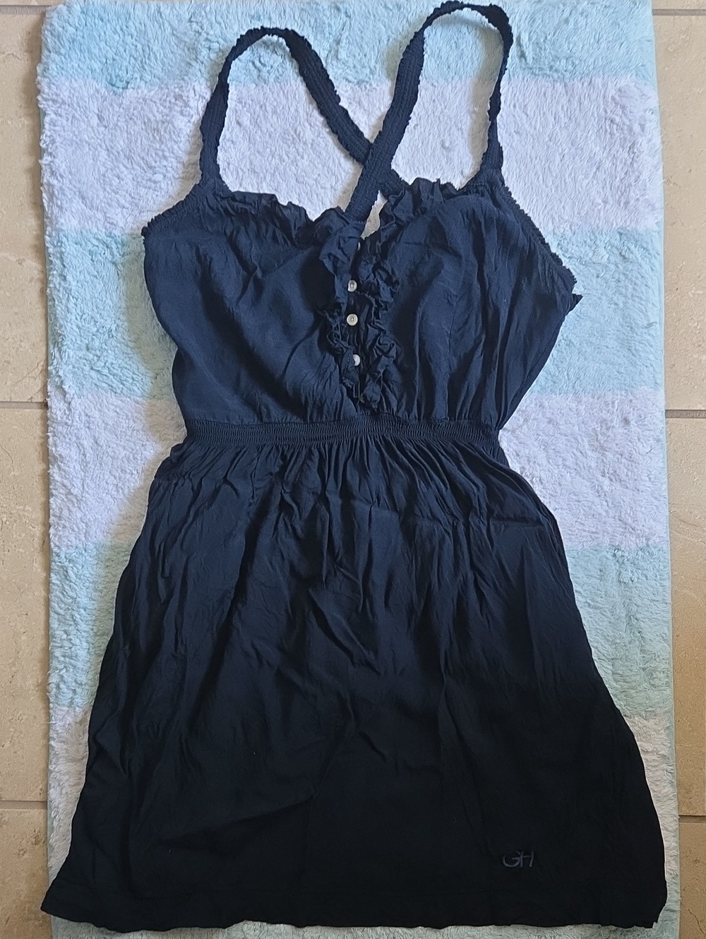 Gilly Hicks Navy Ruffle-Front Sleeveless Mini Dress